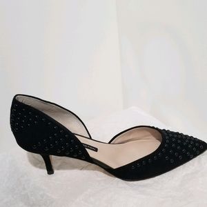 French Connection Black Kitten Heels with D'Orsay Design